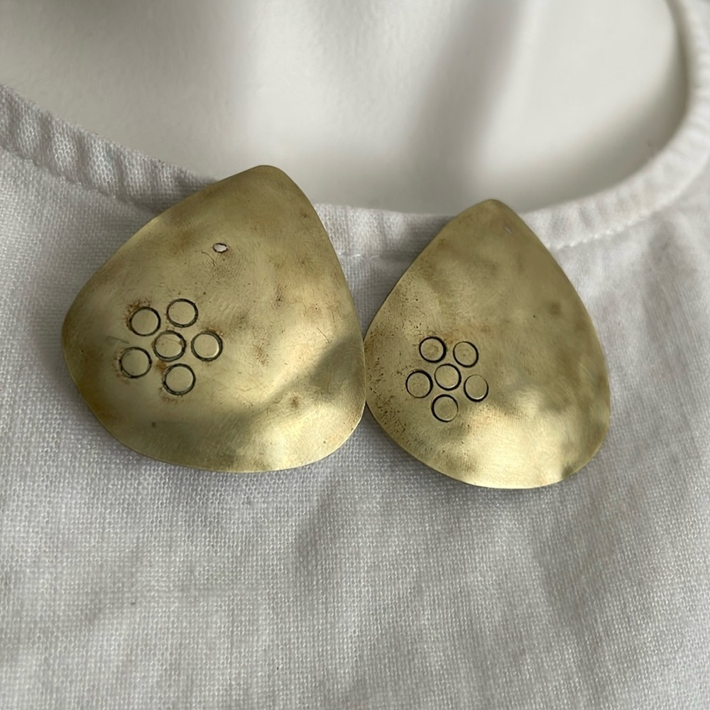 Vintage Brass and sterling silver earrings